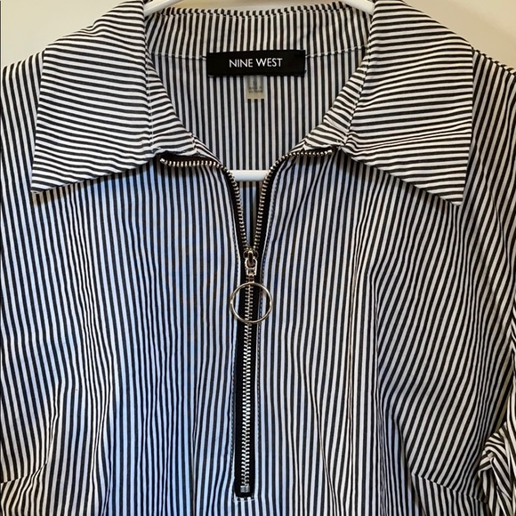 Nine West stripe half zip long sleeve - Picture 3 of 6